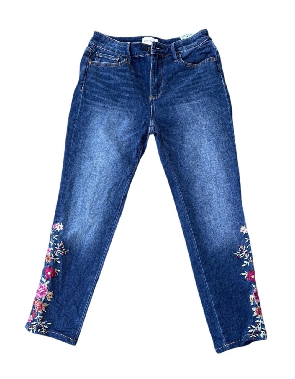 Driftwood Jackie Floral Embroidered Jeans Dark 27